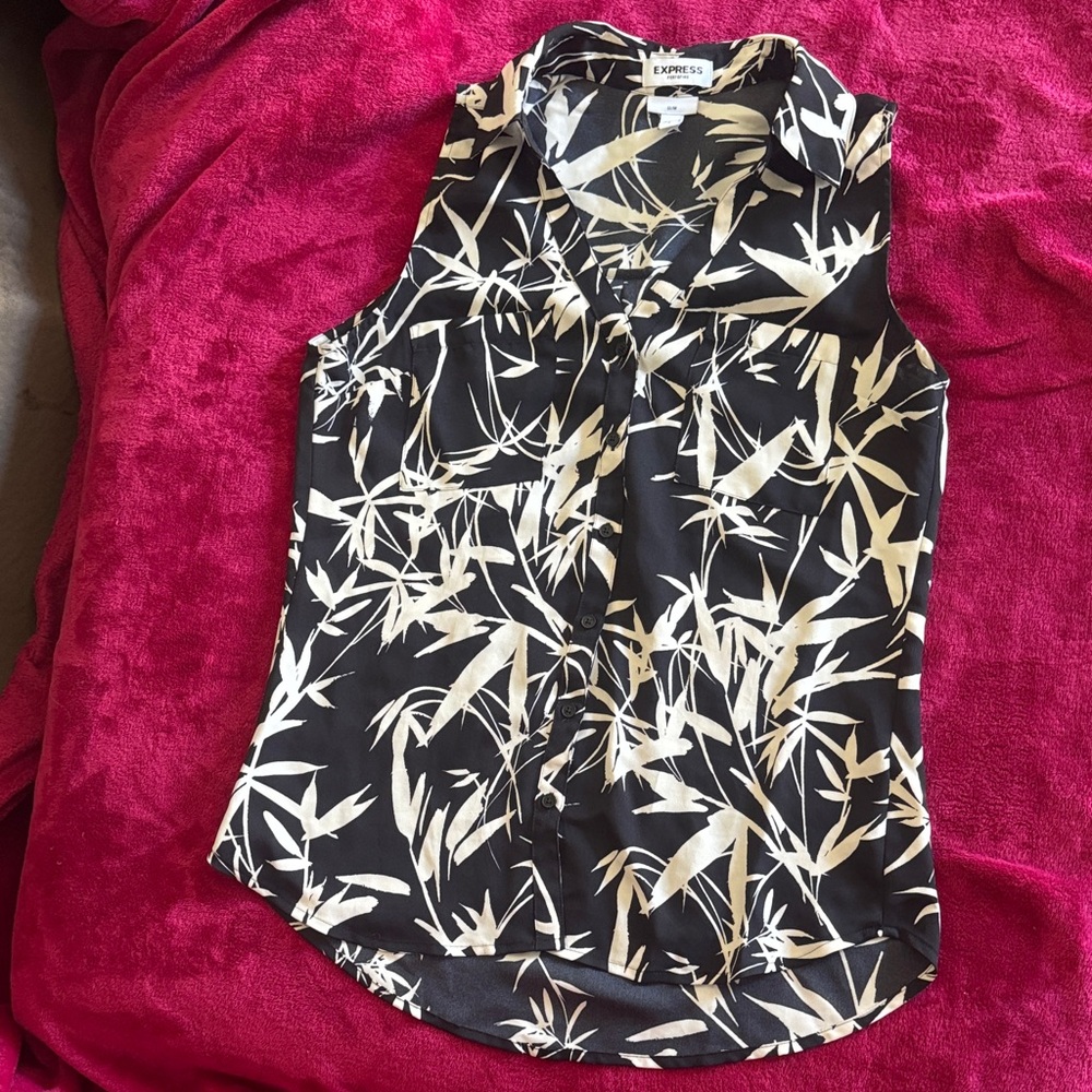 Express Black and Cream Floral Blouse
